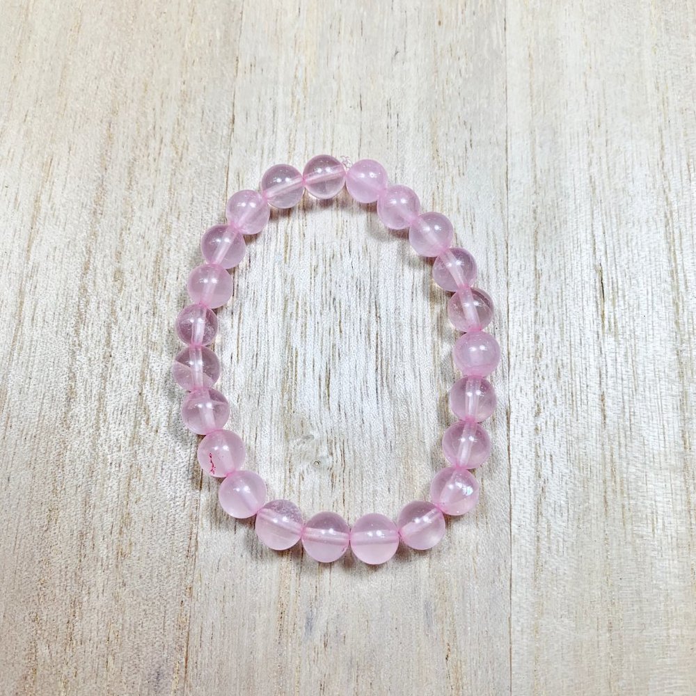 8mm Pink Quartz Chakra Stretch Bracelet - Picture 7 of 9